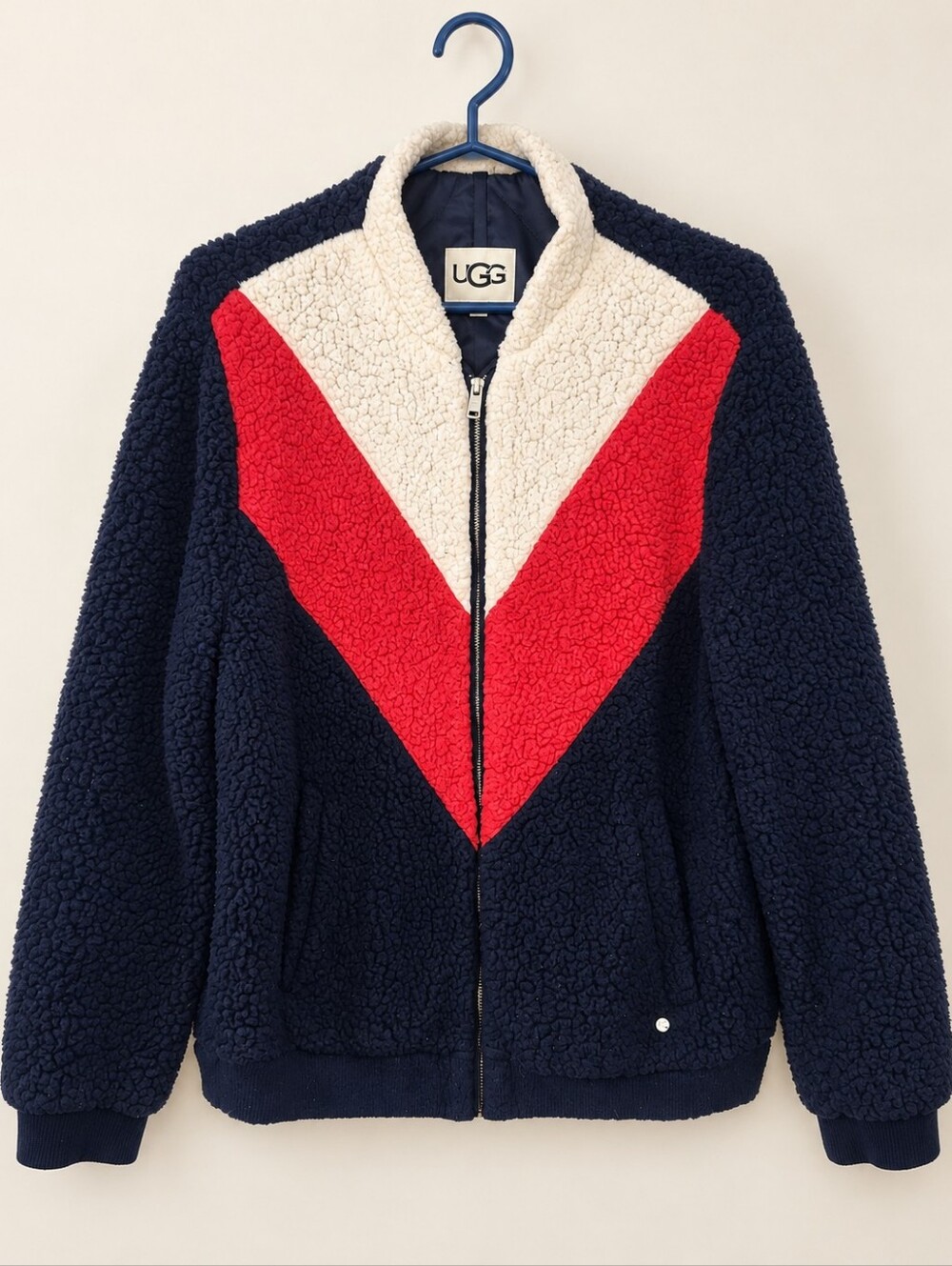 UGG Annalise Teddy Sherpa Chevron Jacket – Size Large